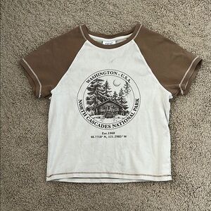 Brown and Cream Woman’s graphic baby tee
